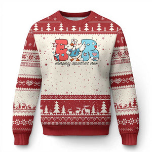 ER Nurse Silly Goose Ugly Christmas Sweater Funny Emergency Department TS14 Beige Red Print Your Wear