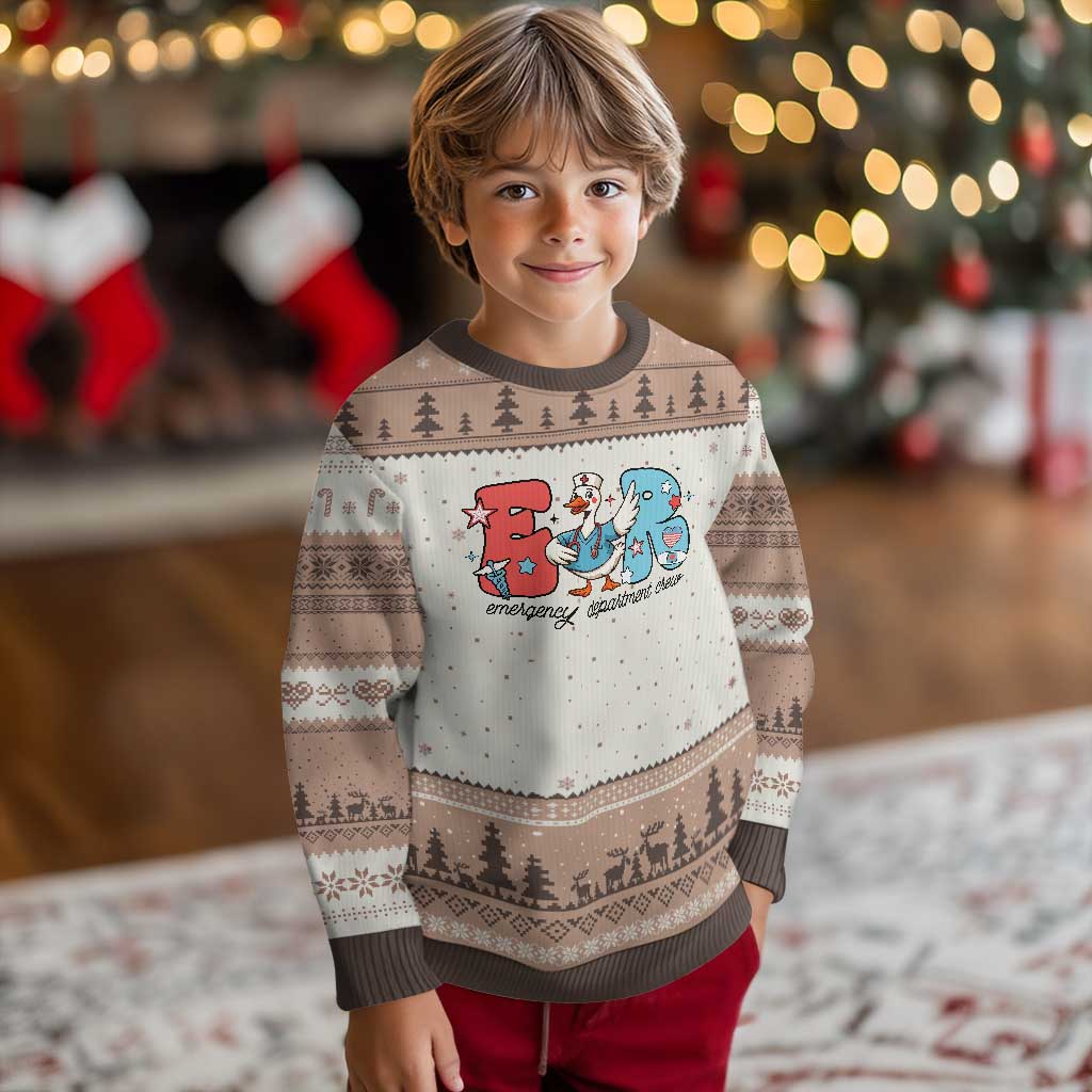ER Nurse Silly Goose Ugly Christmas Sweater Funny Emergency Department TS14 Mocha Mousse Print Your Wear