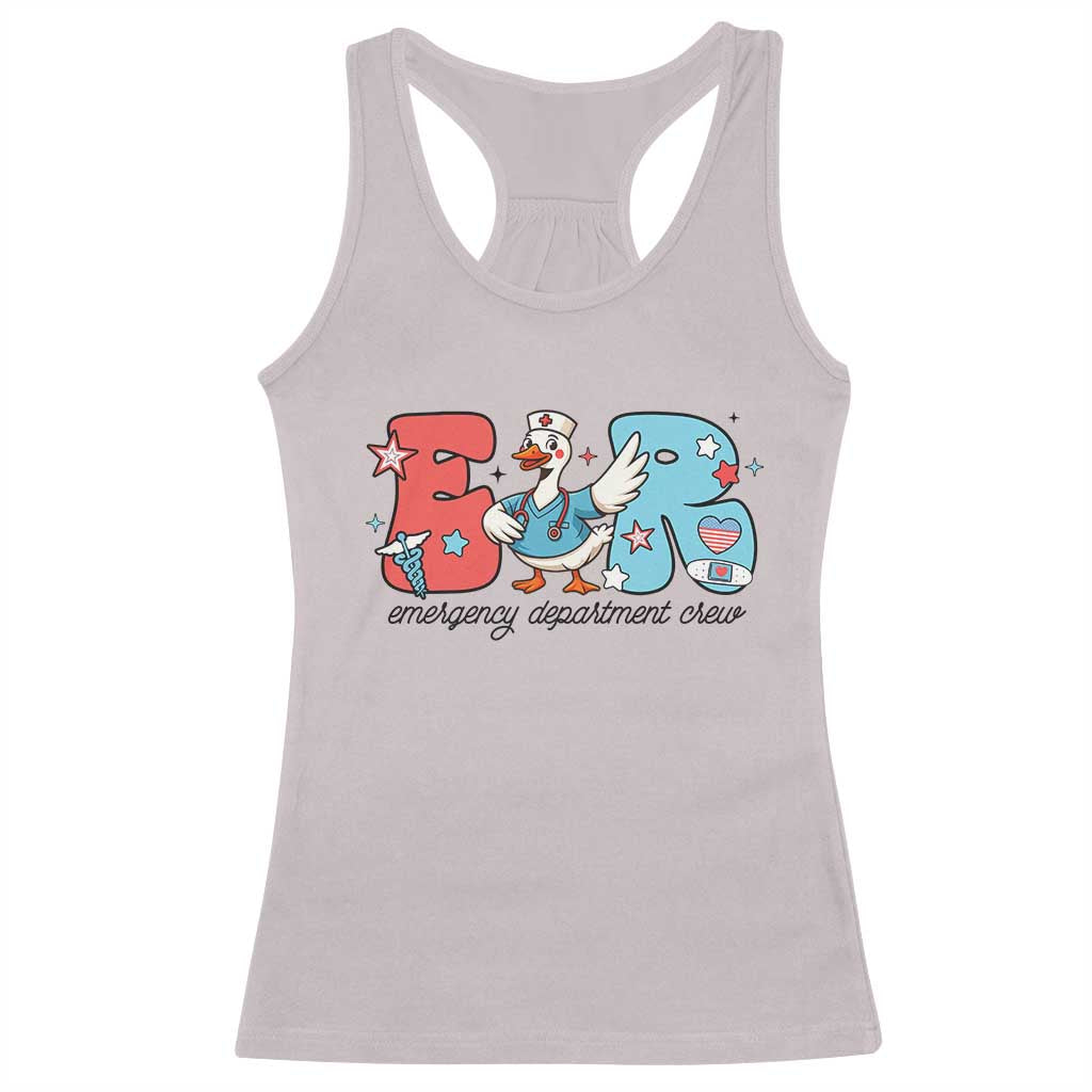 ER Nurse Silly Goose Racerback Tank Top Funny Emergency Department TS14 Ice Gray Print Your Wear