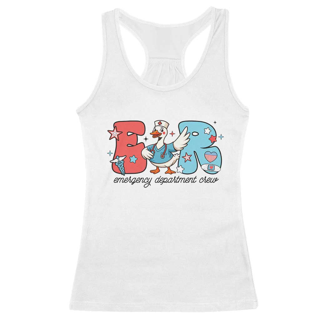 ER Nurse Silly Goose Racerback Tank Top Funny Emergency Department TS14 White Print Your Wear