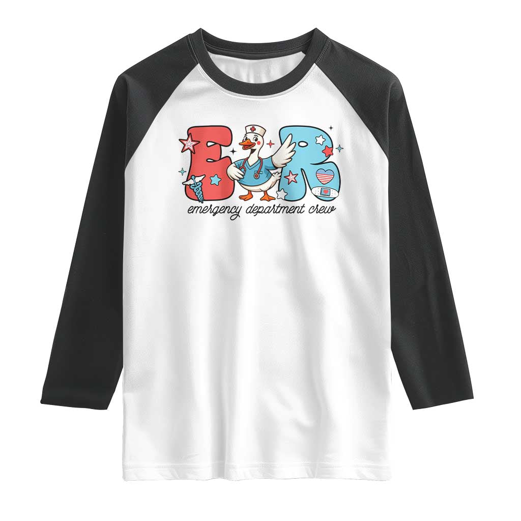 ER Nurse Silly Goose Raglan Shirt Funny Emergency Department TS14 White Black Print Your Wear
