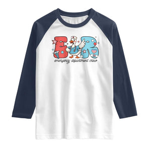 ER Nurse Silly Goose Raglan Shirt Funny Emergency Department TS14 White Navy Print Your Wear