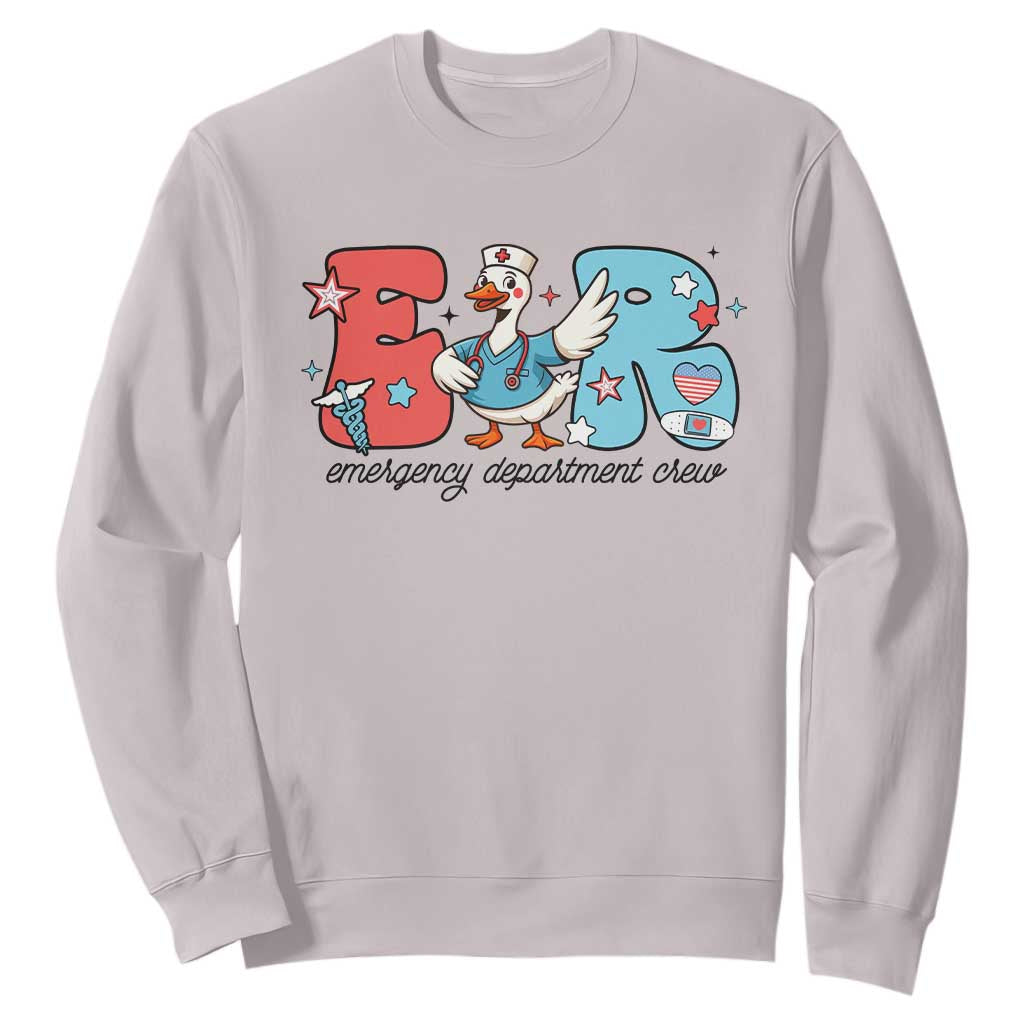 ER Nurse Silly Goose Sweatshirt Funny Emergency Department TS14 Ice Gray Print Your Wear