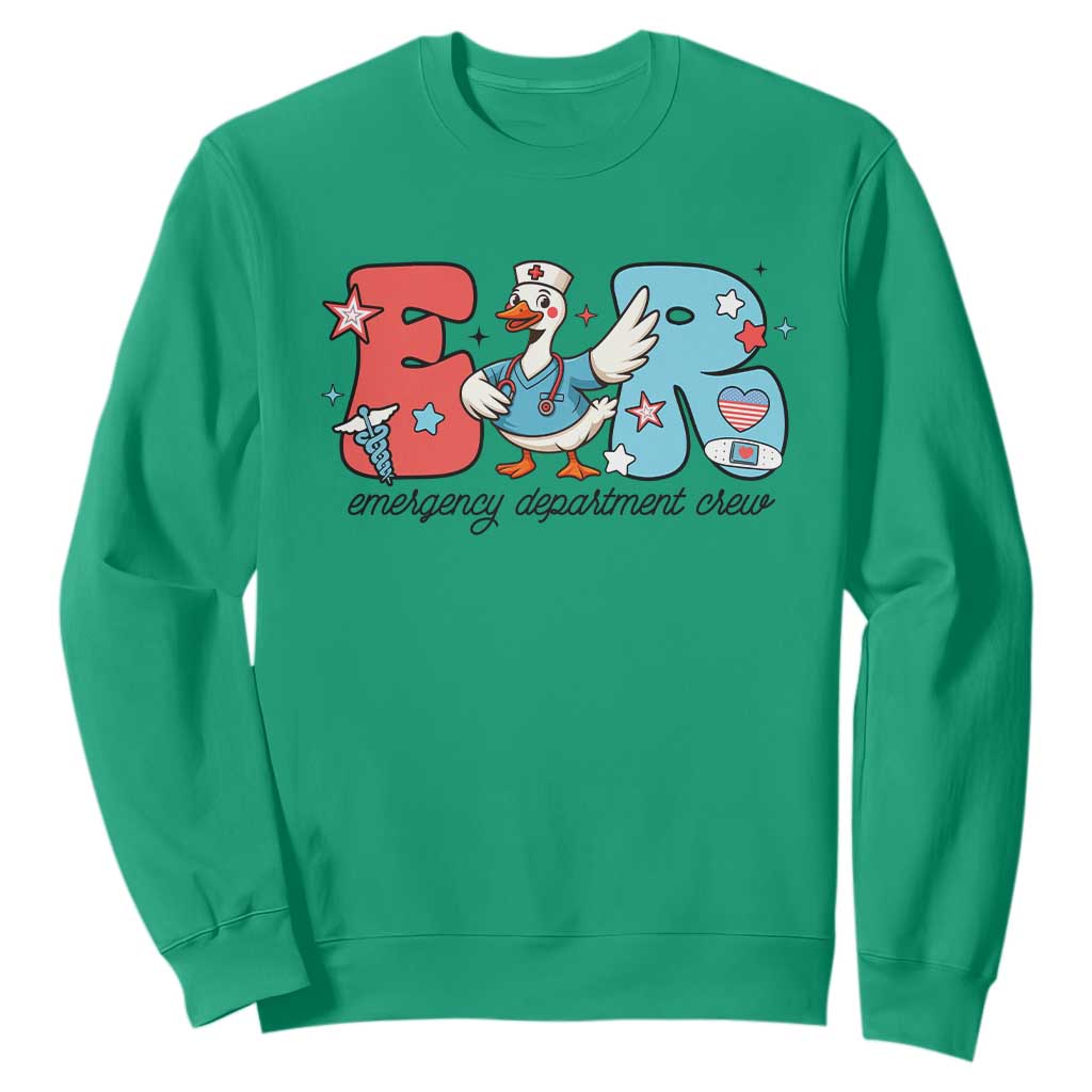 ER Nurse Silly Goose Sweatshirt Funny Emergency Department TS14 Irish Green Print Your Wear