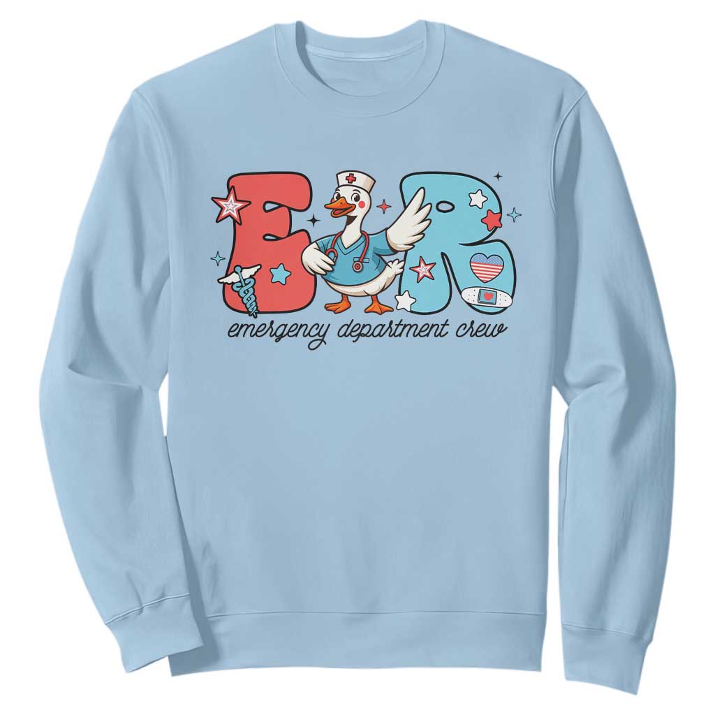 ER Nurse Silly Goose Sweatshirt Funny Emergency Department TS14 Light Blue Print Your Wear