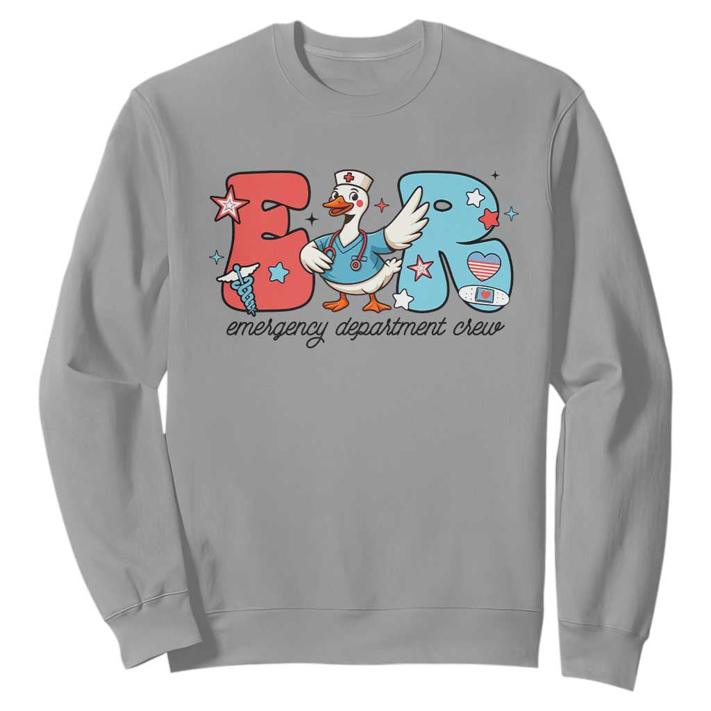 ER Nurse Silly Goose Sweatshirt Funny Emergency Department TS14 Sport Gray Print Your Wear