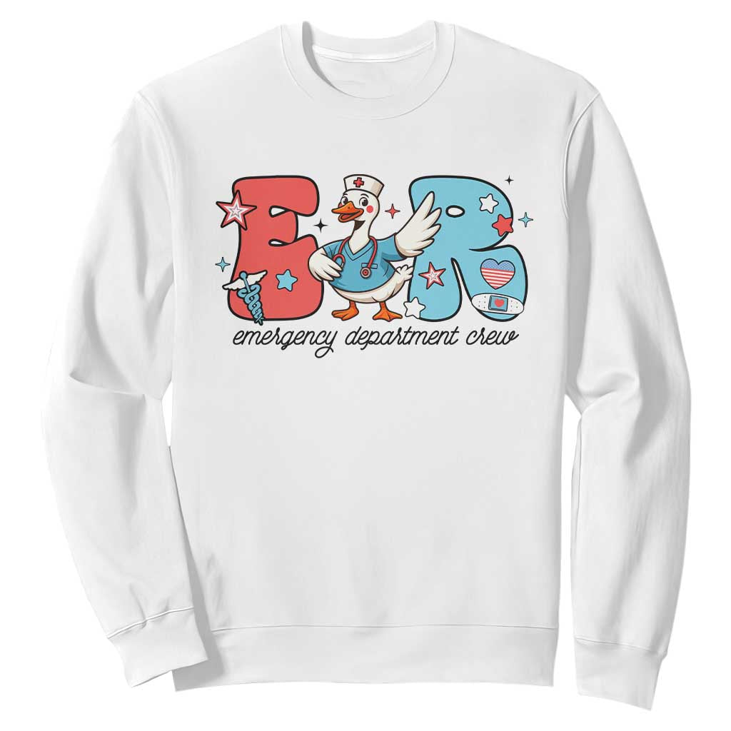 ER Nurse Silly Goose Sweatshirt Funny Emergency Department TS14 White Print Your Wear
