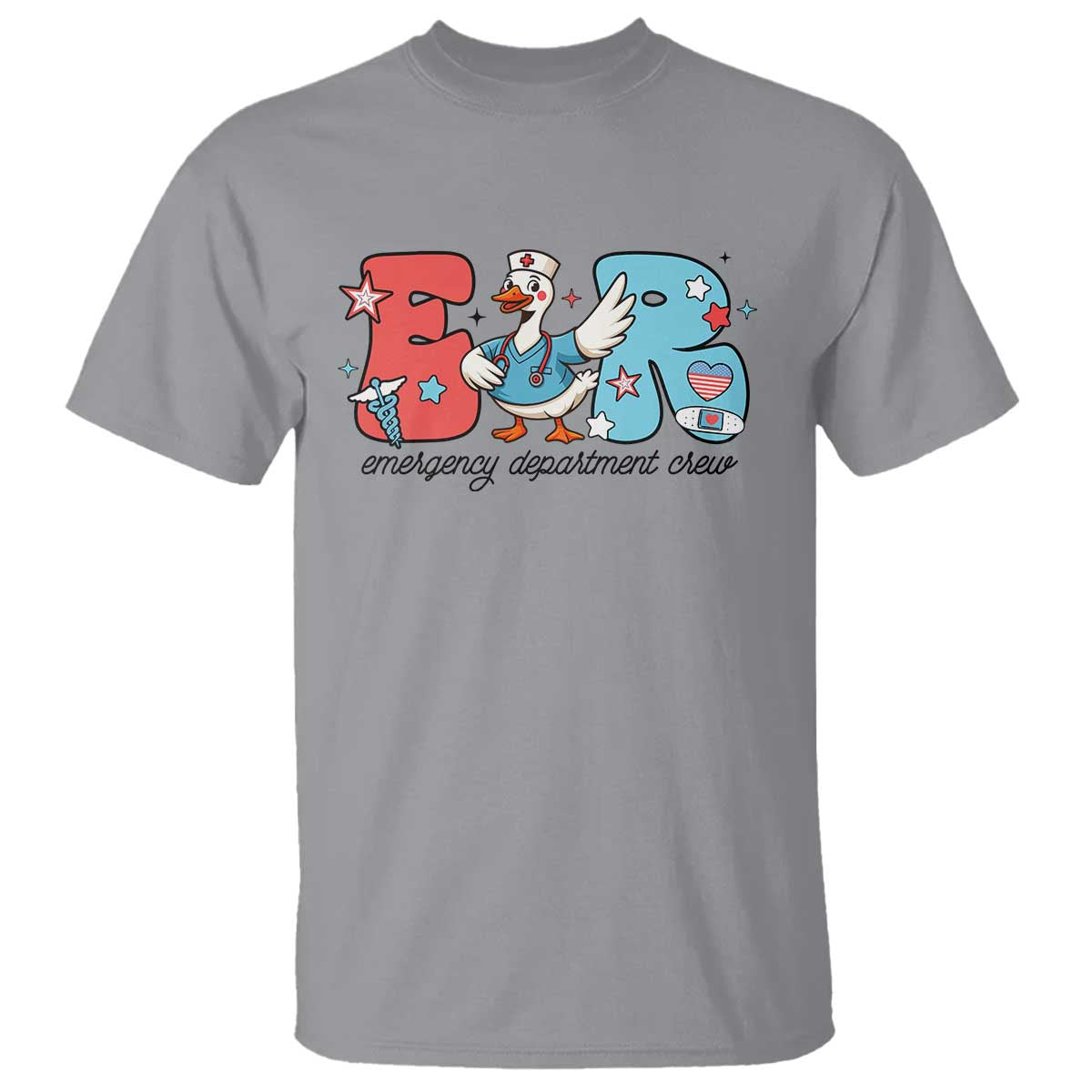 ER Nurse Silly Goose T Shirt Funny Emergency Department TS14 Sport Gray Print Your Wear