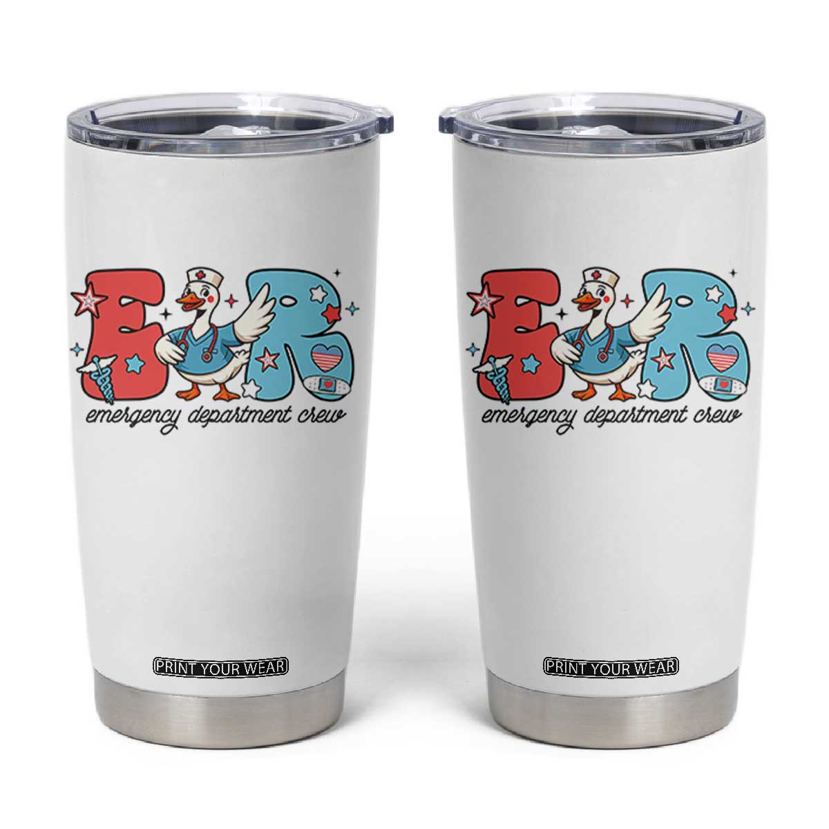ER Nurse Silly Goose Tumbler Cup Funny Emergency Department TS14 White Print Your Wear