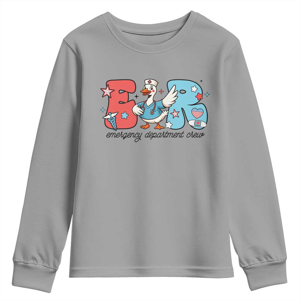 ER Nurse Silly Goose Youth Sweatshirt Funny Emergency Department TS14 Sport Gray Print Your Wear