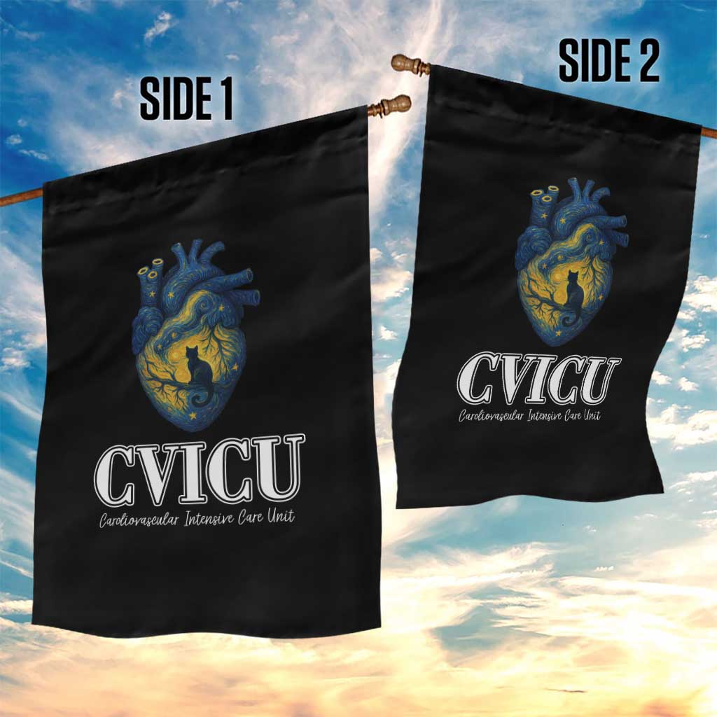CVICU Nurse Cat Starry Night Garden Flag Cardiovascular Intensive Care Unit TS14 Print Your Wear