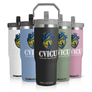 CVICU Nurse Cat Starry Night Flip Straw Tumbler Cardiovascular Intensive Care Unit TS14 Print Your Wear