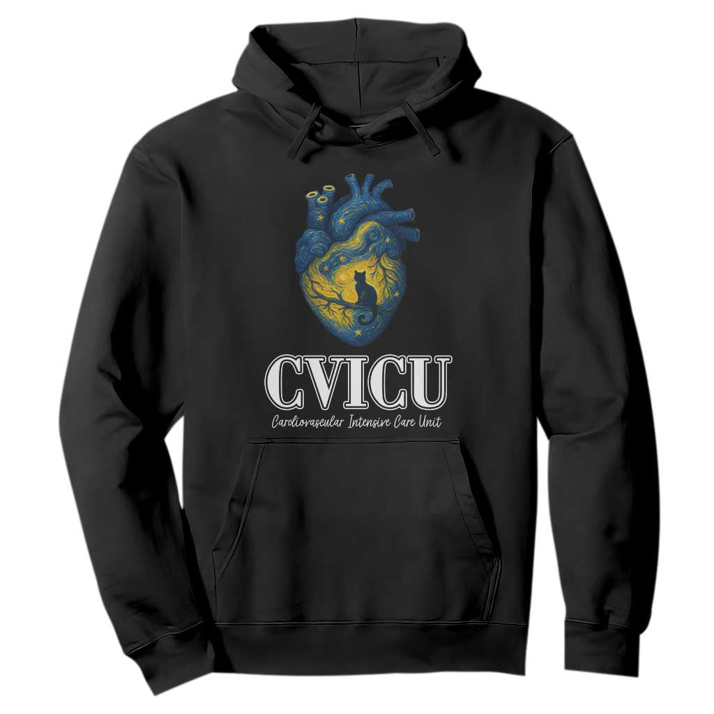 CVICU Nurse Cat Starry Night Hoodie Cardiovascular Intensive Care Unit TS14 Black Print Your Wear