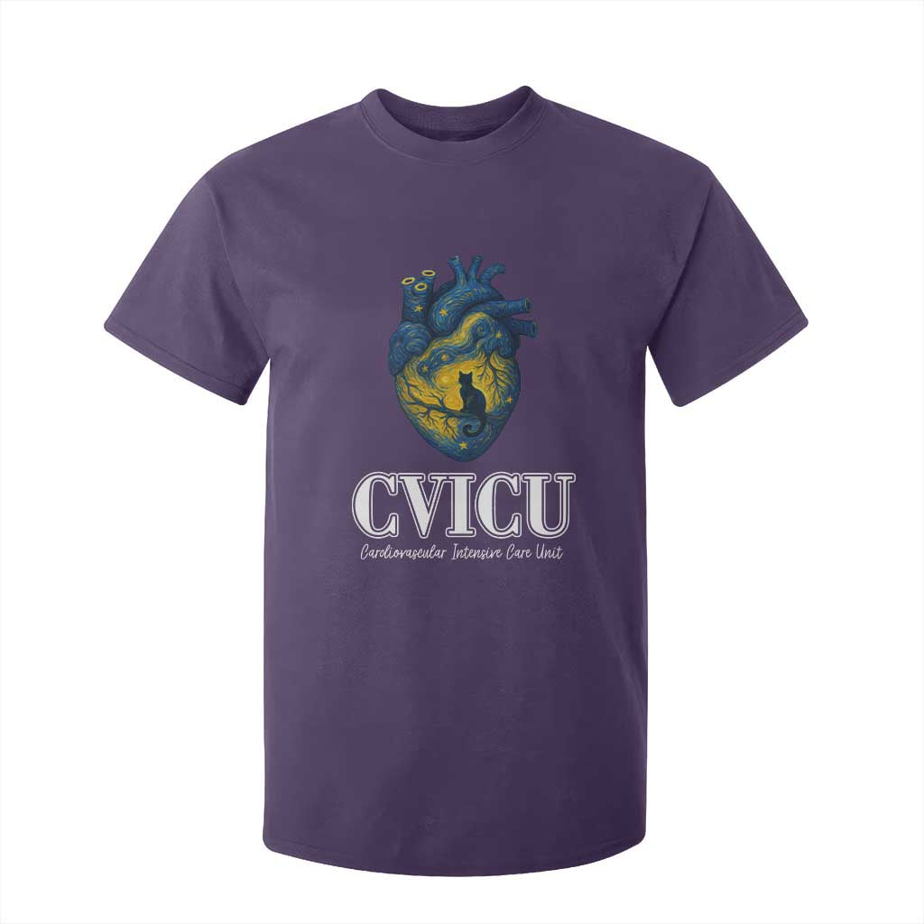 CVICU Nurse Cat Starry Night T Shirt For Kid Cardiovascular Intensive Care Unit TS14 Purple Print Your Wear