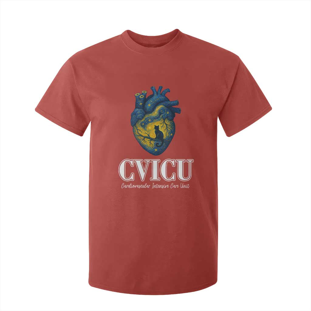 CVICU Nurse Cat Starry Night T Shirt For Kid Cardiovascular Intensive Care Unit TS14 Red Print Your Wear