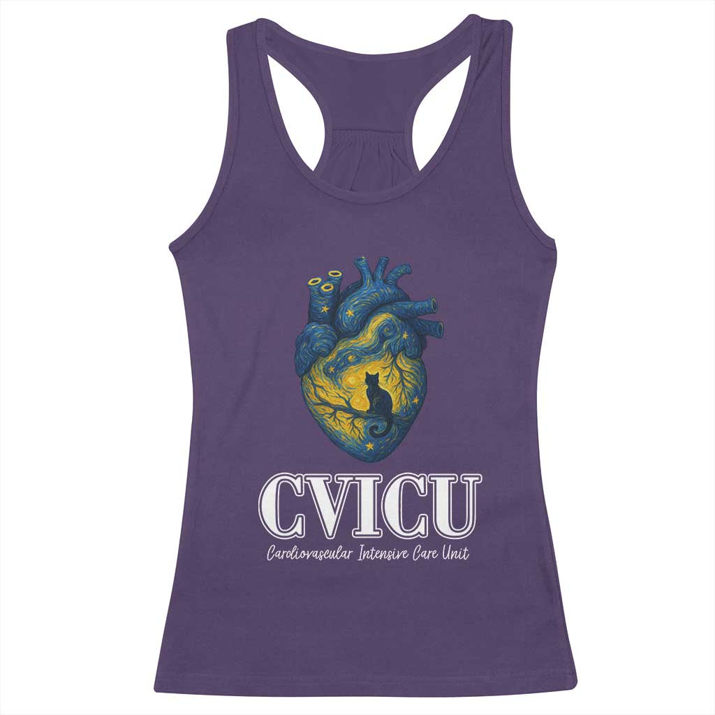CVICU Nurse Cat Starry Night Racerback Tank Top Cardiovascular Intensive Care Unit TS14 Purple Print Your Wear