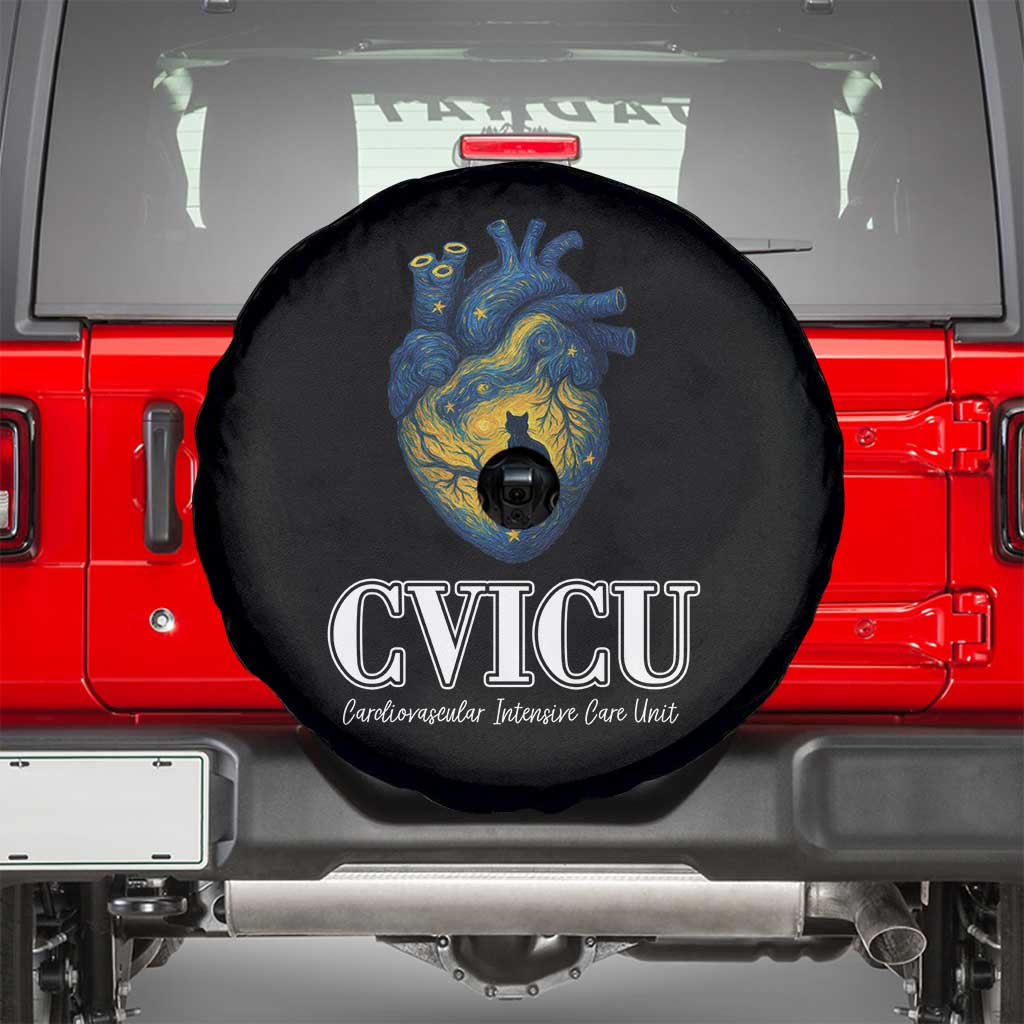 CVICU Nurse Cat Starry Night Spare Tire Cover Cardiovascular Intensive Care Unit TS14 Black Print Your Wear