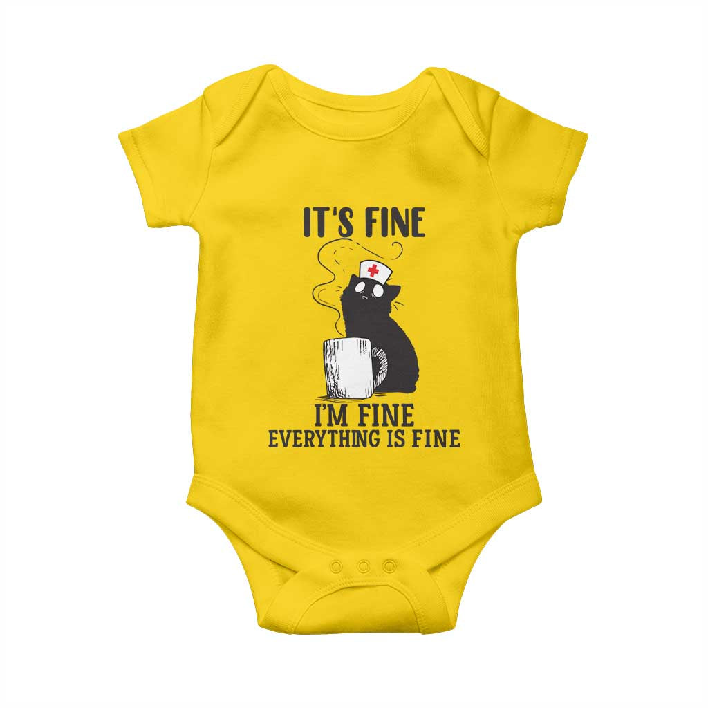 Funny Cat Nurse Baby Onesie It Is Fine I Am Fine Everything Is Fine TS14 Daisy Print Your Wear