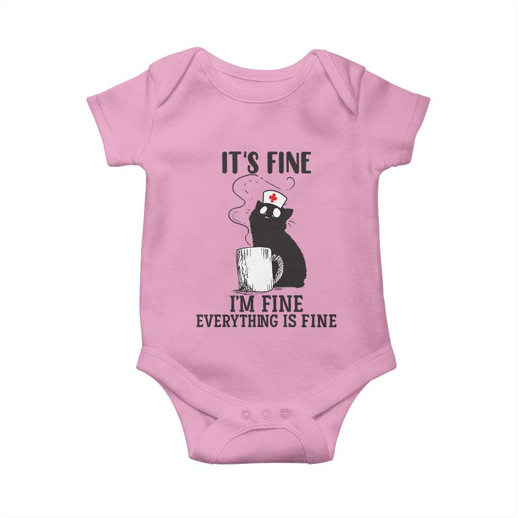 Funny Cat Nurse Baby Onesie It Is Fine I Am Fine Everything Is Fine TS14 Light Pink Print Your Wear