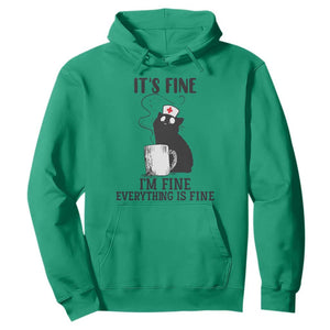 Funny Cat Nurse Hoodie It Is Fine I Am Fine Everything Is Fine TS14 Irish Green Print Your Wear