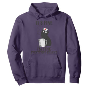 Funny Cat Nurse Hoodie It Is Fine I Am Fine Everything Is Fine TS14 Purple Print Your Wear