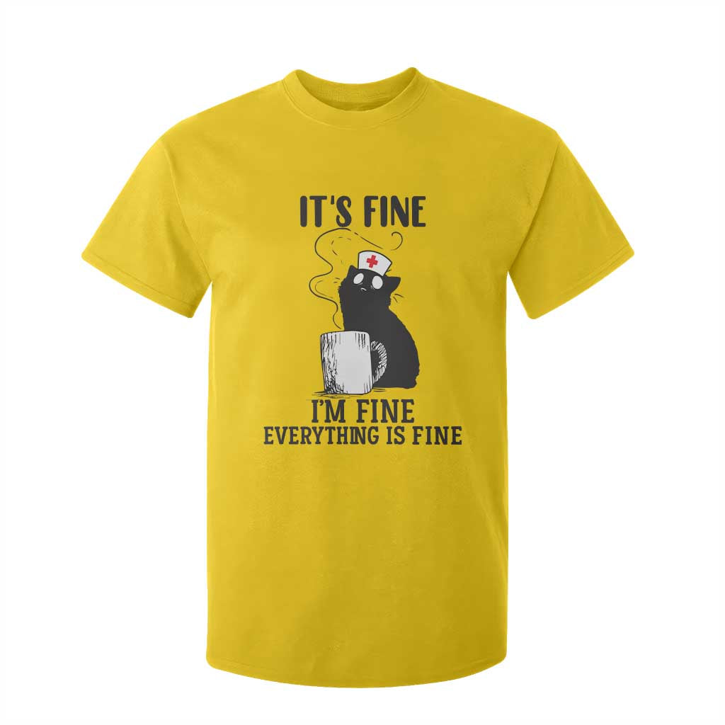 Funny Cat Nurse T Shirt For Kid It Is Fine I Am Fine Everything Is Fine TS14 Daisy Print Your Wear