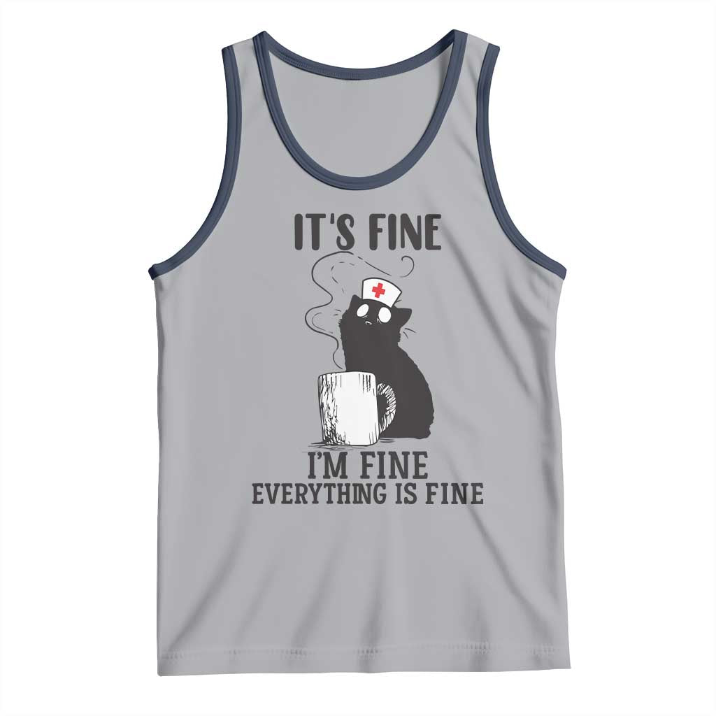 Funny Cat Nurse Tank Top It Is Fine I Am Fine Everything Is Fine TS14 Athletic Heather Navy Print Your Wear