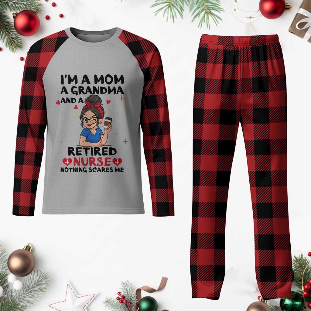 Funny Retirement Plaid Pajama Set I Am A Mom And A Grandma And A Retired Nurse Nothing Scares Me TS14 Buffalo Plaid Print Your Wear