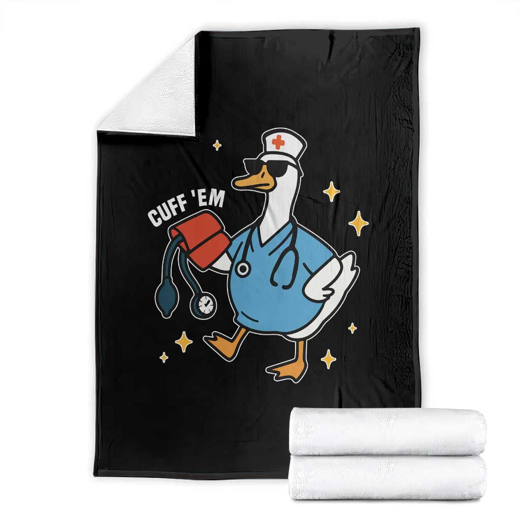 Cuff 'Em ER Nurse Throw Blanket Funny Silly Goose Meme TS14 Black Print Your Wear