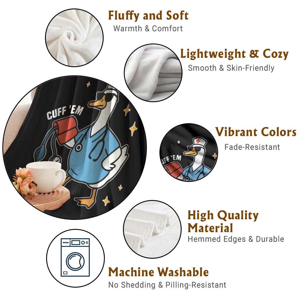 Cuff 'Em ER Nurse Throw Blanket Funny Silly Goose Meme TS14 Print Your Wear