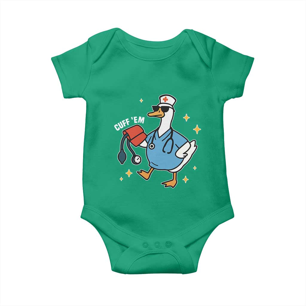 Cuff 'Em ER Nurse Baby Onesie Funny Silly Goose Meme TS14 Irish Green Print Your Wear