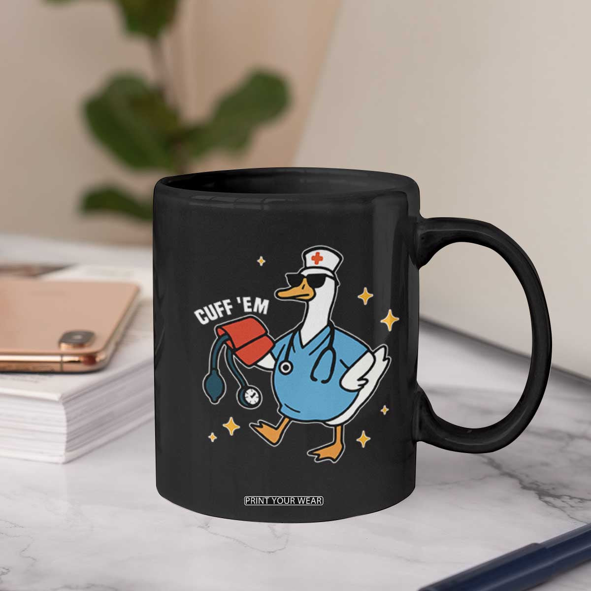 Cuff 'Em ER Nurse Coffee Mug Funny Silly Goose Meme TS14 Print Your Wear
