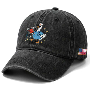 Cuff 'Em ER Nurse Washed Cotton Baseball Cap Funny Silly Goose Meme TS14 Print Your Wear