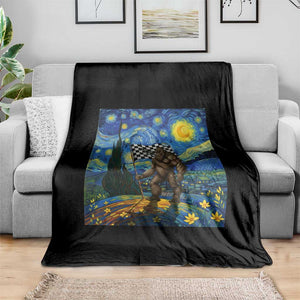 Bigfoot Racing Throw Blanket Sasquatch Checkered Flag Starry Night Van Gogh TS14 Print Your Wear