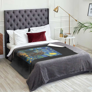 Bigfoot Racing Throw Blanket Sasquatch Checkered Flag Starry Night Van Gogh TS14 Print Your Wear
