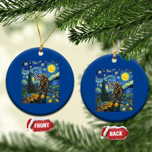 Bigfoot Racing Ceramic Ornament Sasquatch Checkered Flag Starry Night Van Gogh TS14 1pc Blue Print Your Wear