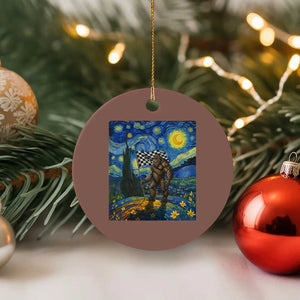 Bigfoot Racing Ceramic Ornament Sasquatch Checkered Flag Starry Night Van Gogh TS14 1pc Mocha Print Your Wear