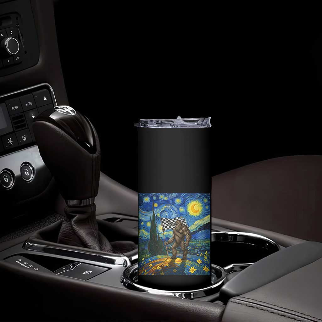 Bigfoot Racing Skinny Tumbler Sasquatch Checkered Flag Starry Night Van Gogh TS14 Print Your Wear