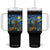 Bigfoot Racing Tumbler With Handle Sasquatch Checkered Flag Starry Night Van Gogh TS14 One Size: 40 oz Black Print Your Wear
