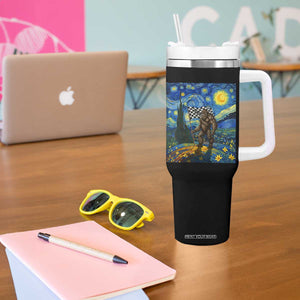 Bigfoot Racing Tumbler With Handle Sasquatch Checkered Flag Starry Night Van Gogh TS14 Print Your Wear