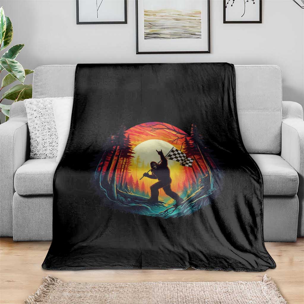 Bigfoot Racing Throw Blanket Sasquatch Checkered Flag TS14 Print Your Wear