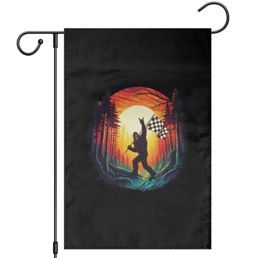 Bigfoot Racing Garden Flag Sasquatch Checkered Flag TS14 Black Print Your Wear