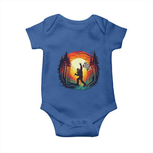 Bigfoot Racing Baby Onesie Sasquatch Checkered Flag TS14 Royal Blue Print Your Wear