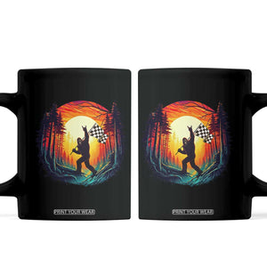 Bigfoot Racing Coffee Mug Sasquatch Checkered Flag TS14 Black Print Your Wear