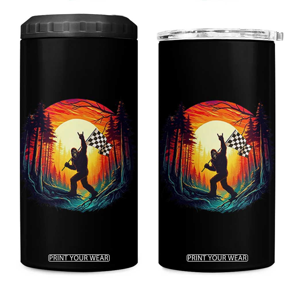 Bigfoot Racing 4 in 1 Can Cooler Tumbler Sasquatch Checkered Flag TS14 One Size: 16 oz Black Print Your Wear