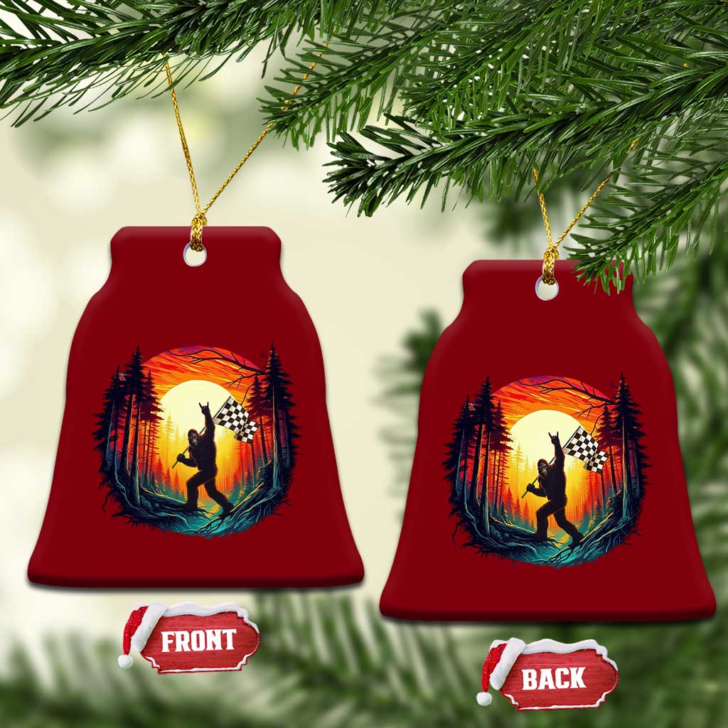 Bigfoot Racing Ceramic Ornament Sasquatch Checkered Flag TS14 Print Your Wear