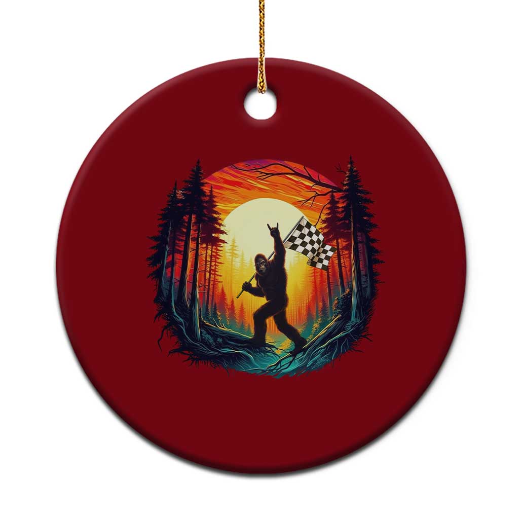 Bigfoot Racing Ceramic Ornament Sasquatch Checkered Flag TS14 1pc Red Print Your Wear