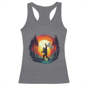 Bigfoot Racing Racerback Tank Top Sasquatch Checkered Flag TS14 Charcoal Print Your Wear