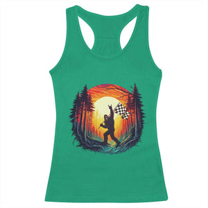 Bigfoot Racing Racerback Tank Top Sasquatch Checkered Flag TS14 Irish Green Print Your Wear