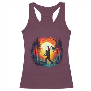 Bigfoot Racing Racerback Tank Top Sasquatch Checkered Flag TS14 Maroon Print Your Wear